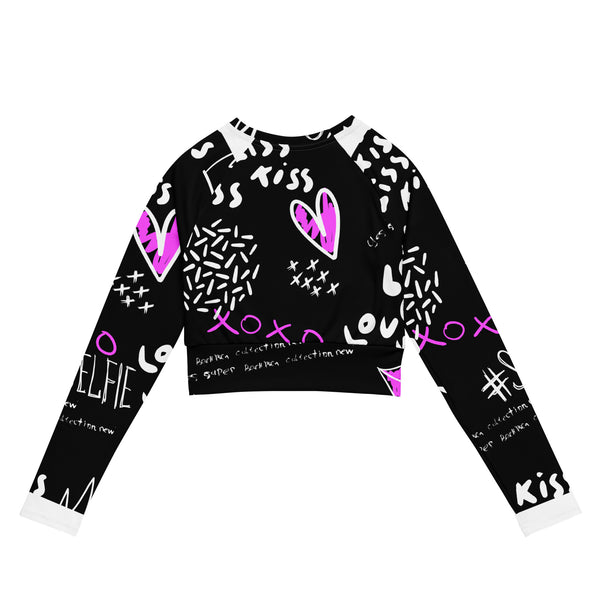 M&K XOXO Long-Sleeve Crop Top